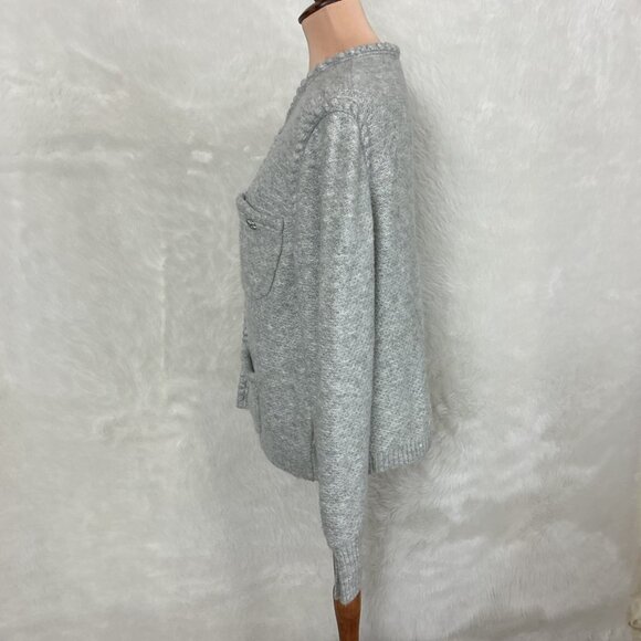 J. Crew Gray Odette Sweater Lady Jacket With Jewel Buttons M - Picture 3 of 8